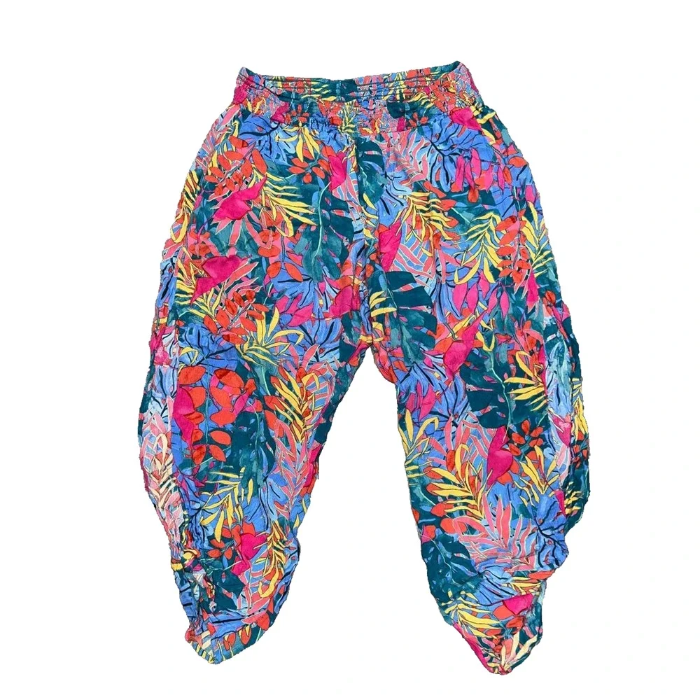 Kona Sol Women’s Multi Color Tropical beach Print Pants Large A005630 - Picture 1 of 8